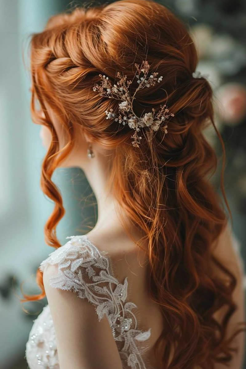 Intricate Braided Updo With Loose Curls Intricate Braided Updo With Loose Curls — Winter Wedding Hairstyles 2027