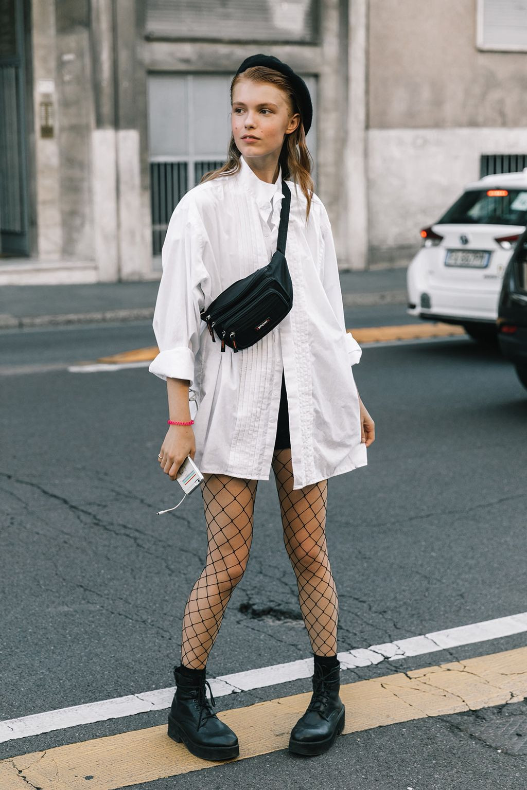 Edgy Casual: Black Beret with Fishnets and Combat Boots Edgy Casual: Black Beret with Fishnets and Combat Boots — Beret Outfits 2027