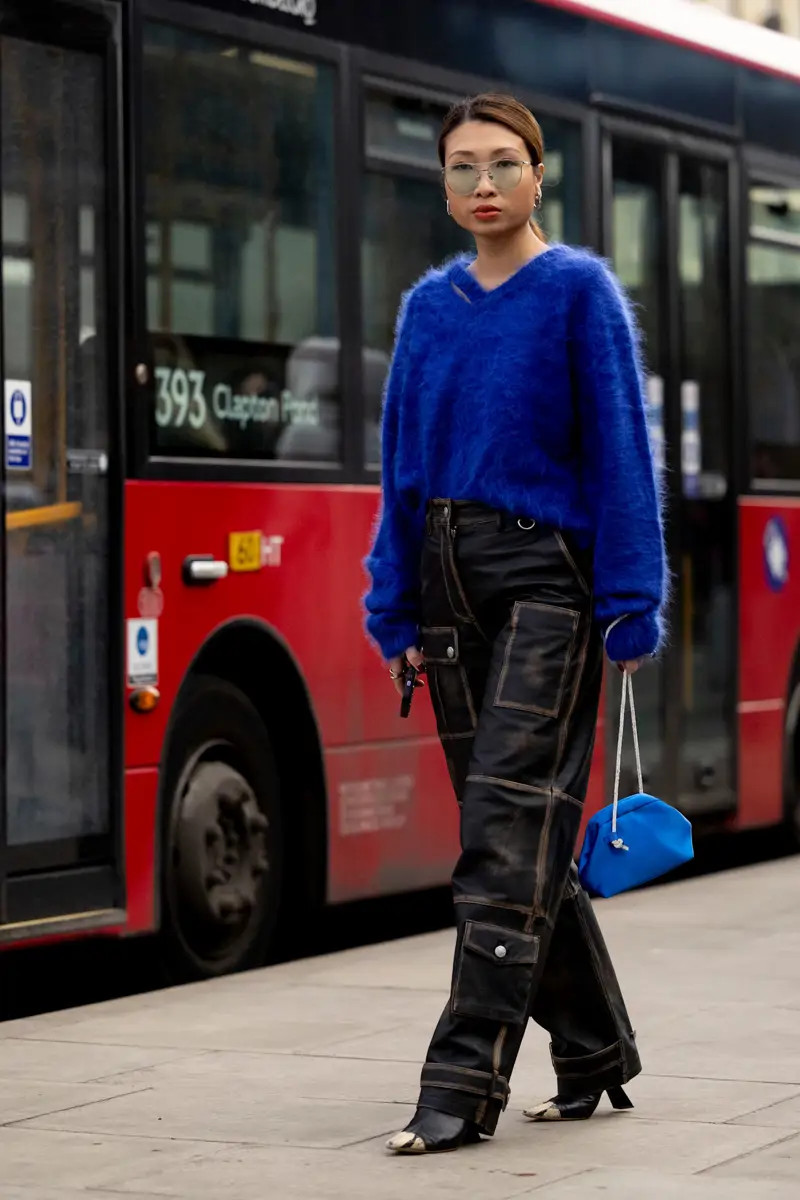 Fuzzy Royal Blue Sweater with Cargo Pants for Casual Comfort Fuzzy Royal Blue Sweater with Cargo Pants for Casual Comfort — Cobalt Blue Outfits 2027
