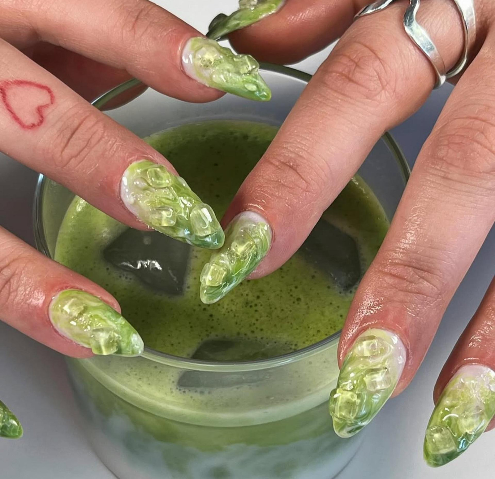 3D Sculpted Ice Cube Green Nails 3D Sculpted Ice Cube Green Nails — Green Nails 2027