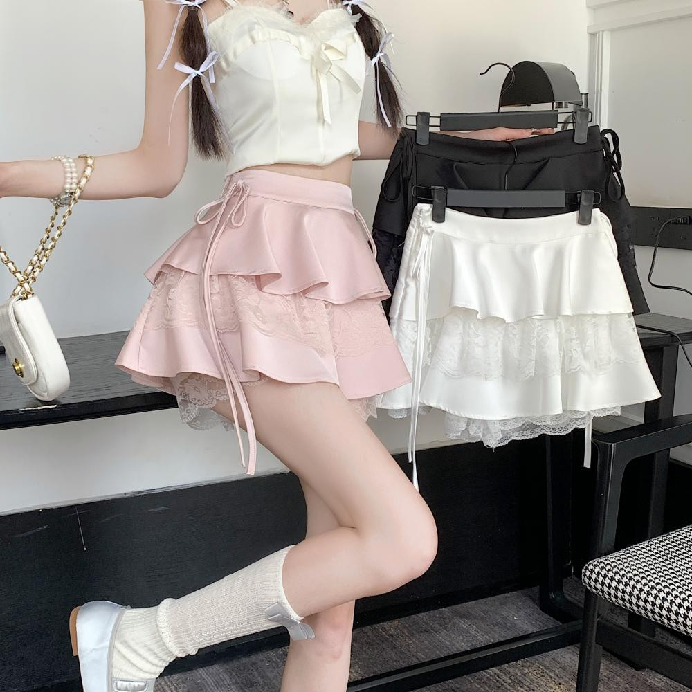 Sweet & Playful: White Top with Pink Lace Mini Skirt — Coquette Lace Outfits 2027