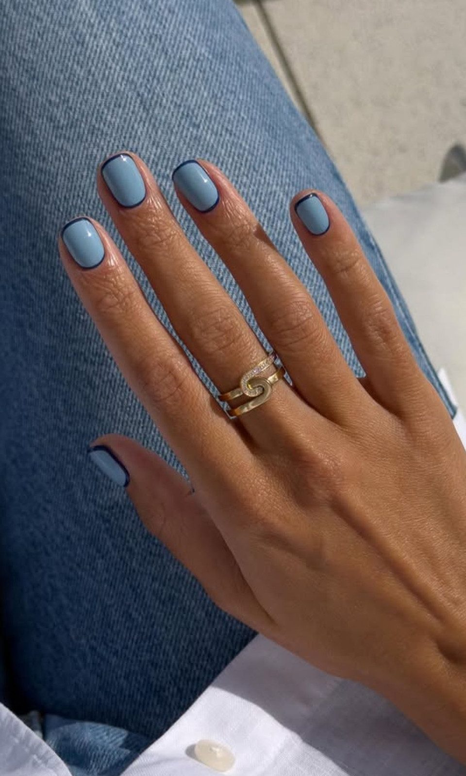 Light Blue Dark Blue Outline Square Nails Light Blue Dark Blue Outline Square Nails — Simple Summer Nails 2027