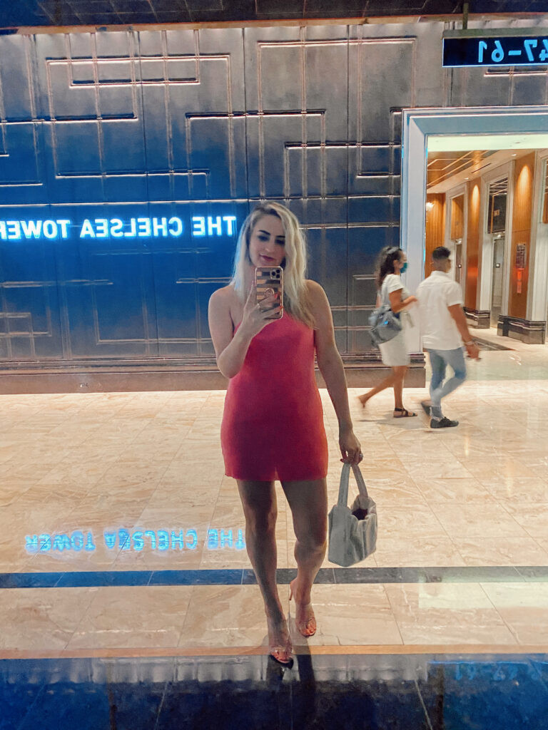 Pink One-Shoulder Mini Dress Outfit Idea — Las Vegas Outfits 2027