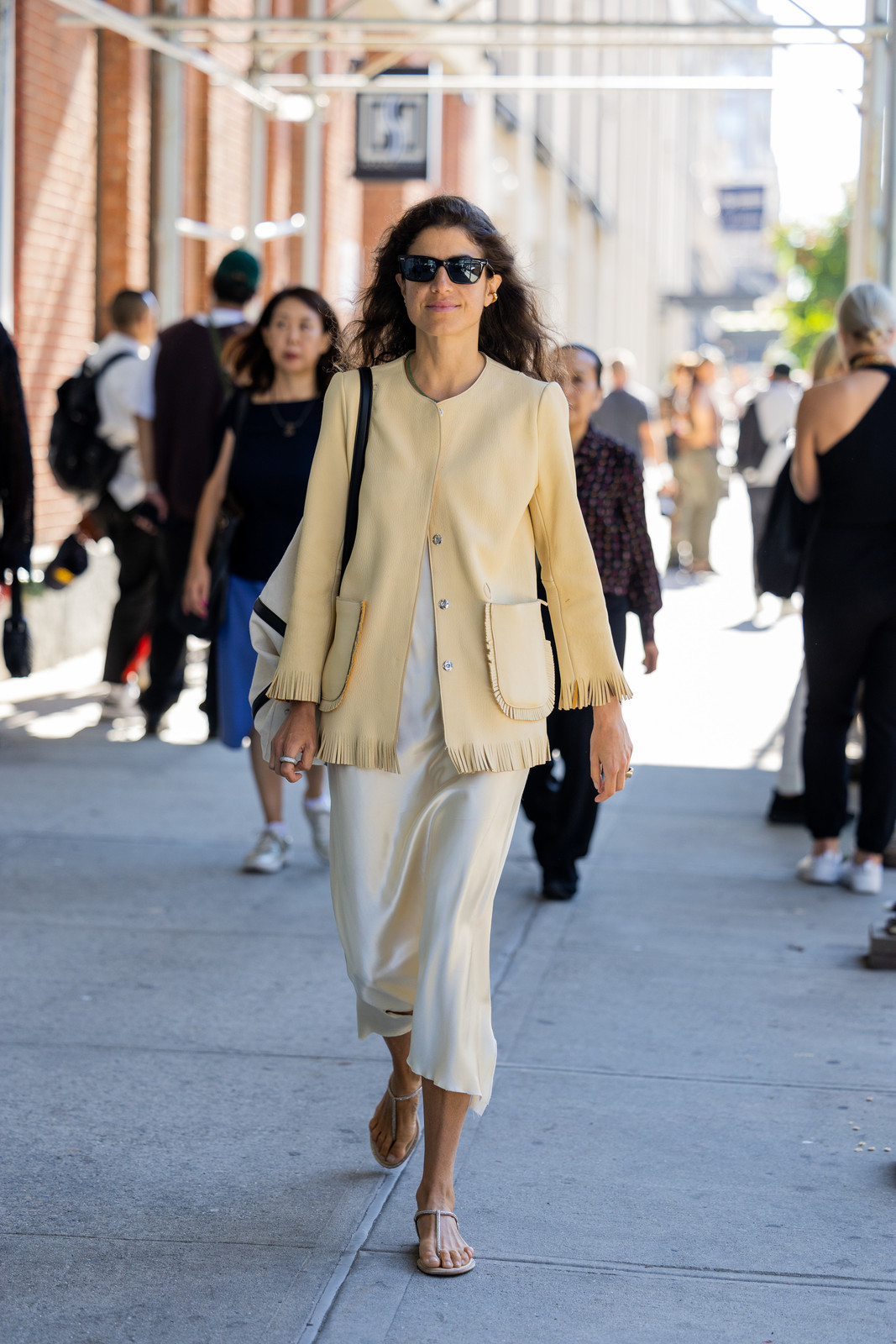 Cream Slip Dress with Fringed Jacket and Tote — Vanilla Girl Outfits 2027