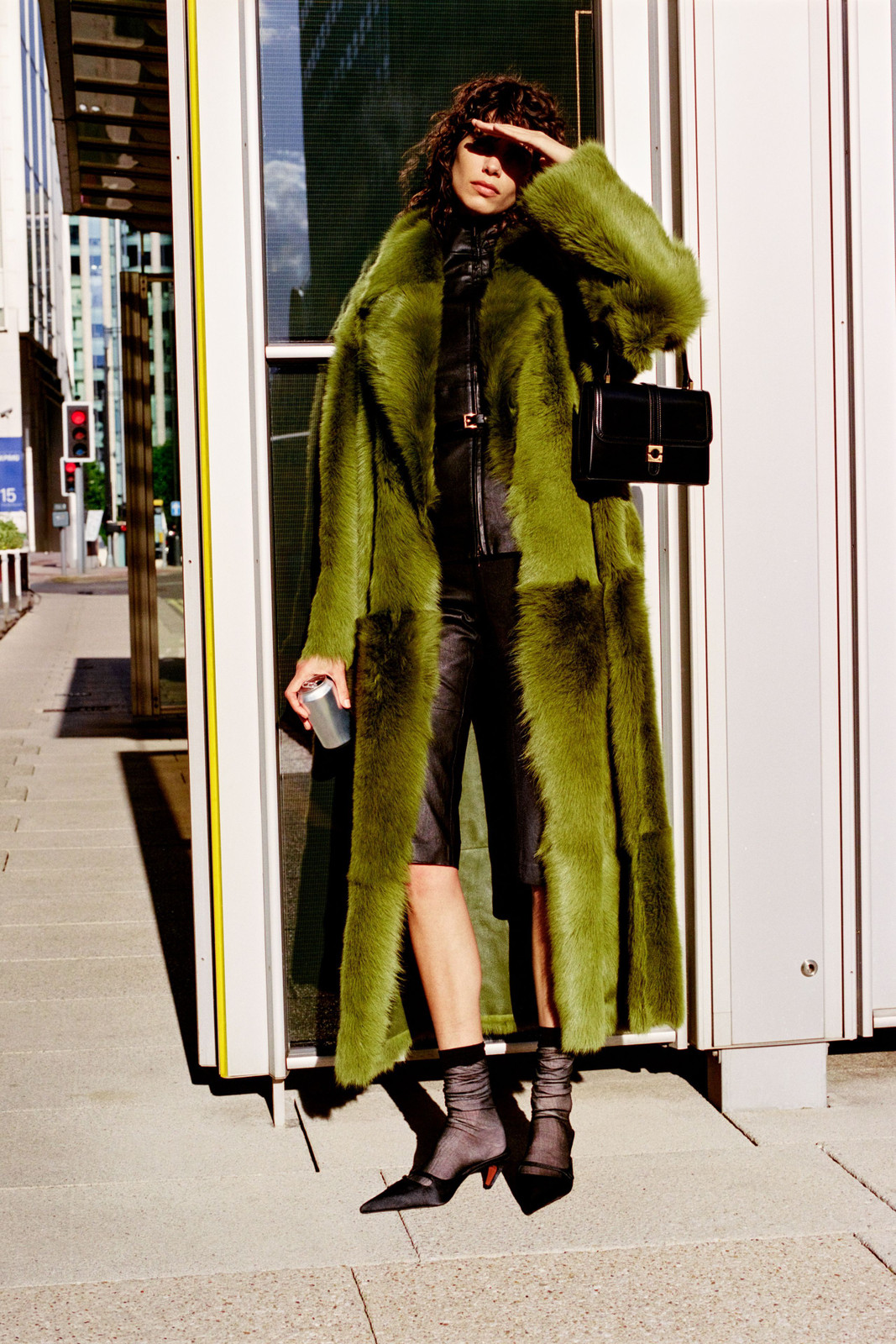 Statement Olive Faux Fur Coat Over Leather Statement Olive Faux Fur Coat Over Leather — Fall Capsule Wardrobe 2026
