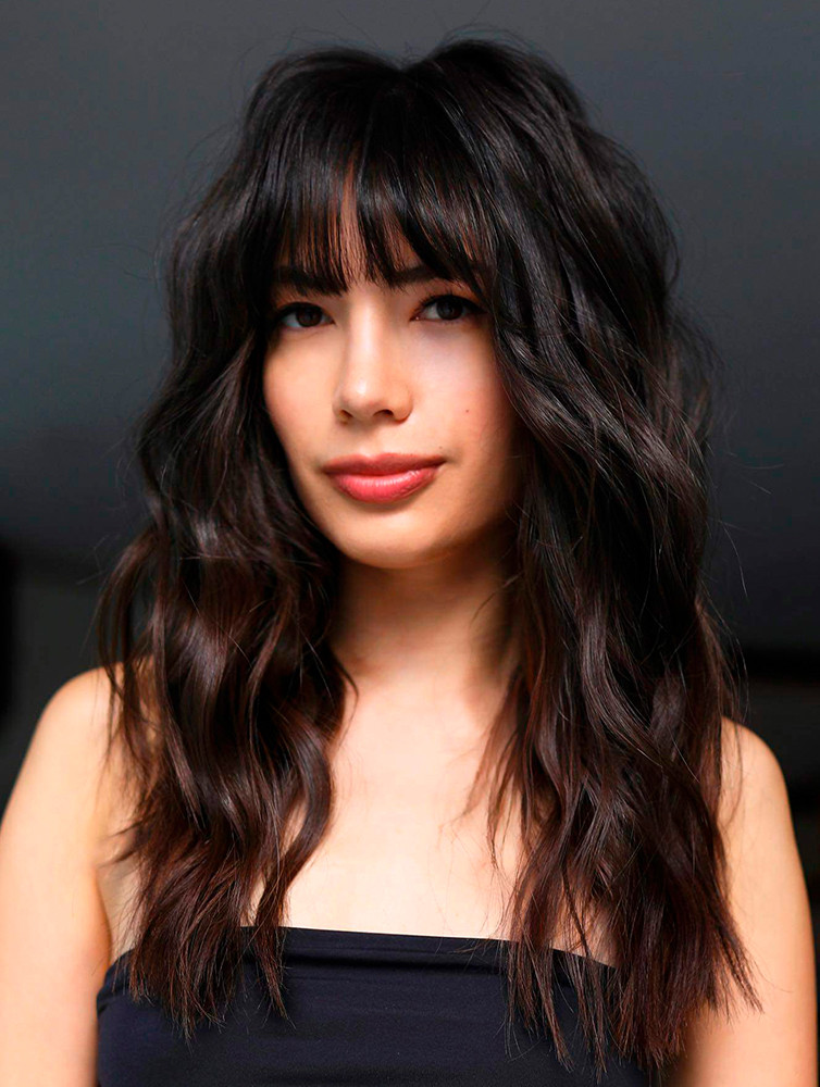 Collarbone Wavy With Full Frame Bangs — Bold Bangs 2027