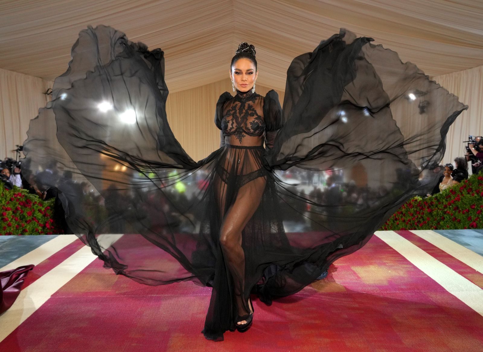 Dramatic Sheer Black Dress with High Neck and Voluminous Skirt Dramatic Sheer Black Dress with High Neck and Voluminous Skirt — Sheer Dress 2027