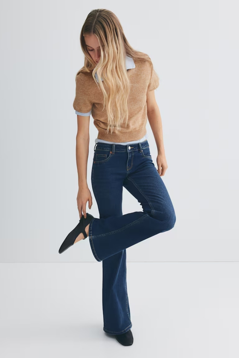 Casual Denim: Dark Wash Flare Jeans with Knit Polo Casual Denim: Dark Wash Flare Jeans with Knit Polo — Flare Leggings Outfits 2027