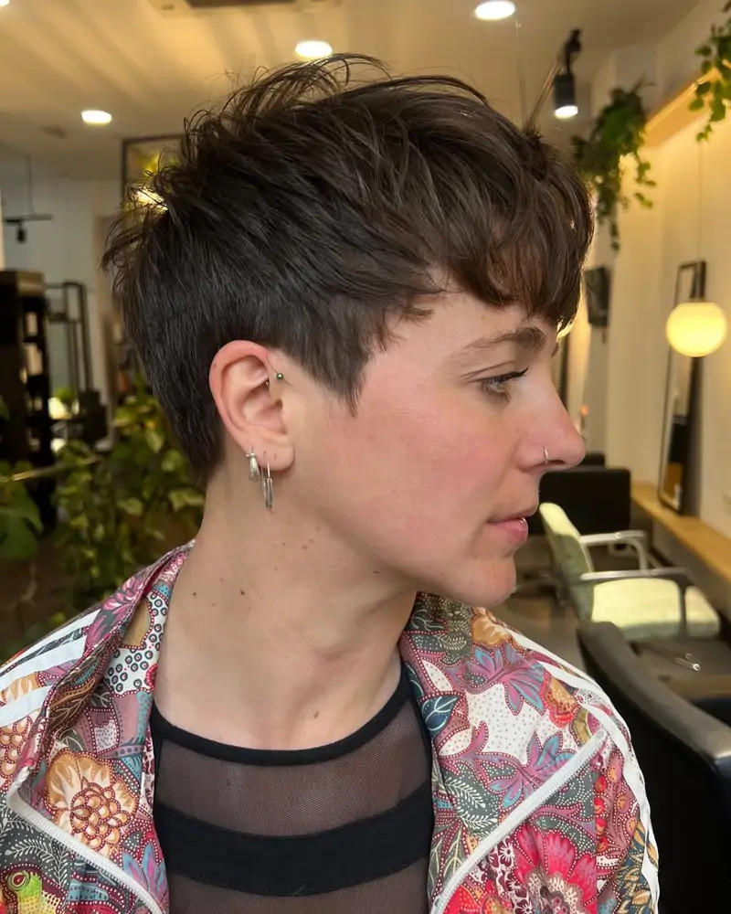 Dark Brown Pixie With Piecey Texture Dark Brown Pixie With Piecey Texture — Mom Pixie 2027