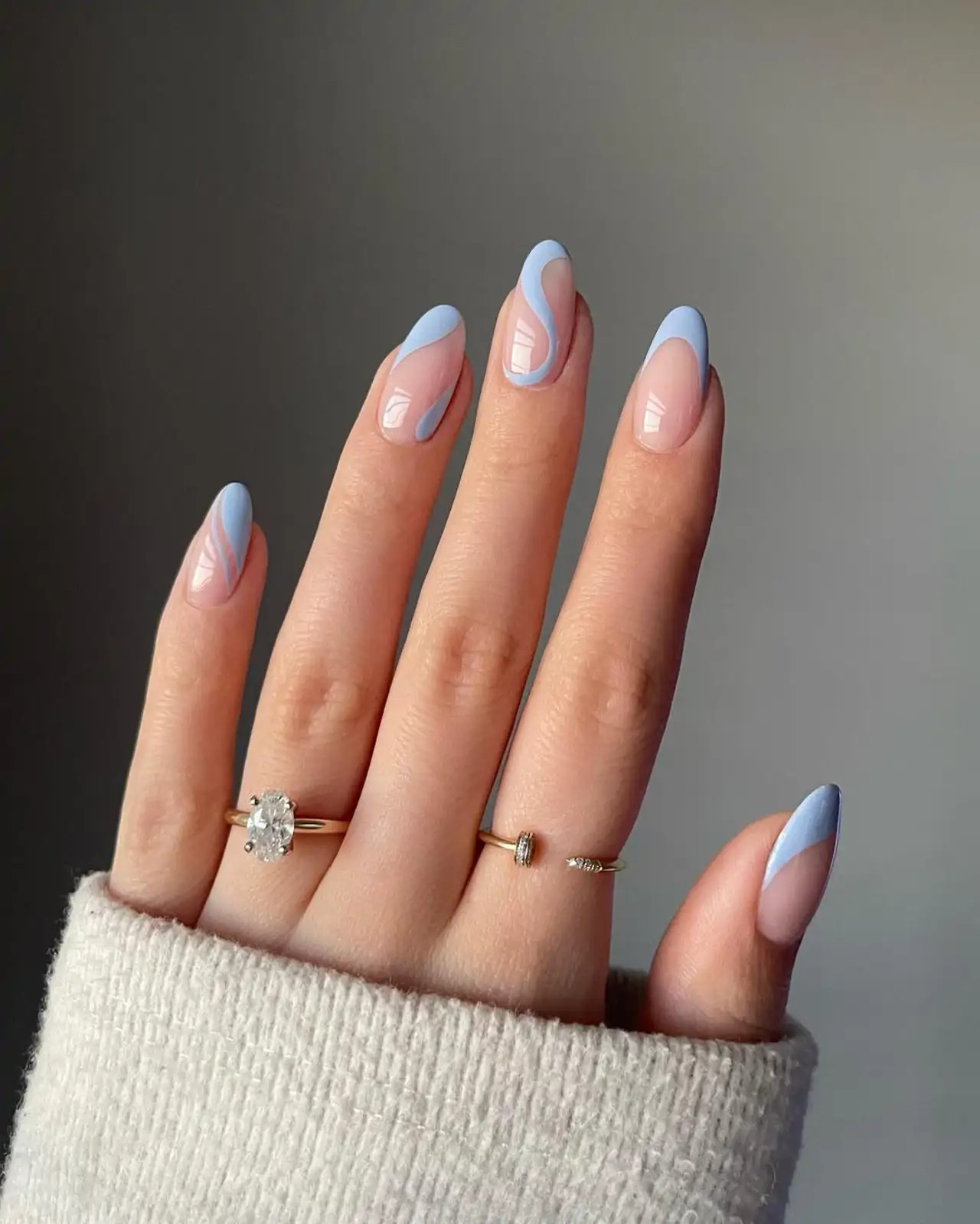 Abstract Swirl French Tip Almond Nails Abstract Swirl French Tip Almond Nails — Spring Nail Colors 2027