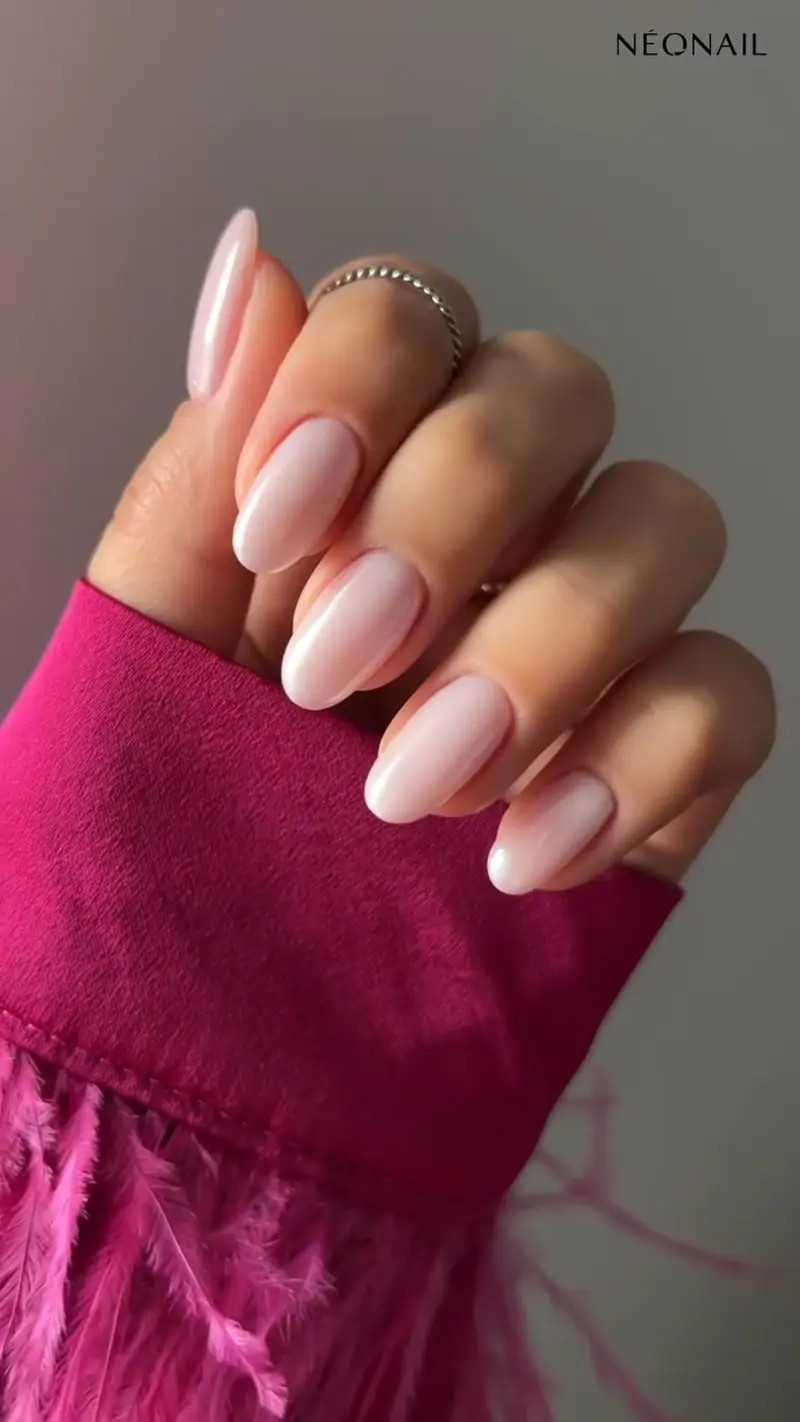 Sheer Pink French with Gold Bow Accent Nails Sheer Pink French with Gold Bow Accent Nails — Winter Pink Nails 2027