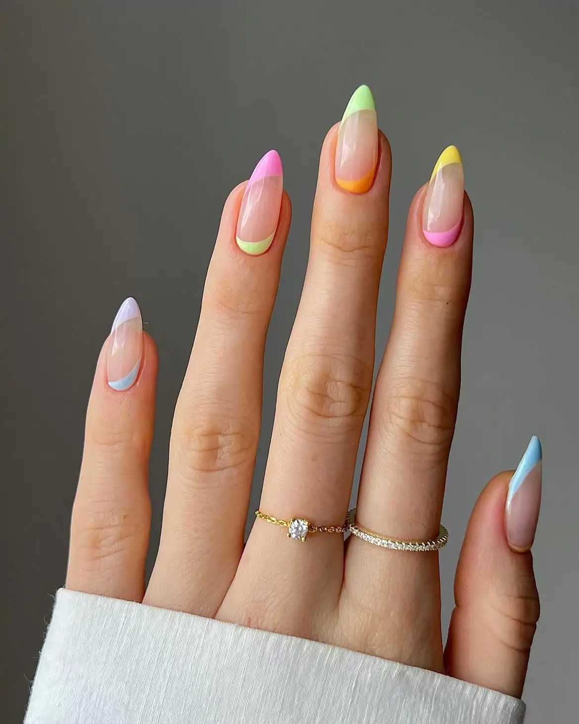 Pastel French Tips on Almond Nails Pastel French Tips on Almond Nails — Pastel Nails 2027 for Pale Skin
