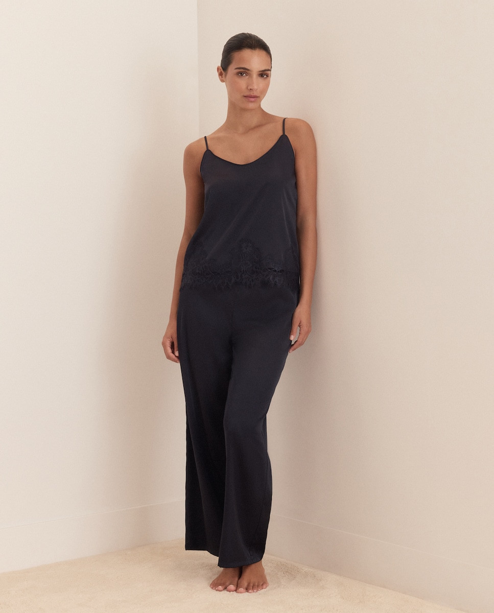 Silk Camisole and Wide-Leg Pants for Luxurious Dorm Wear Dorm Outfits 2027