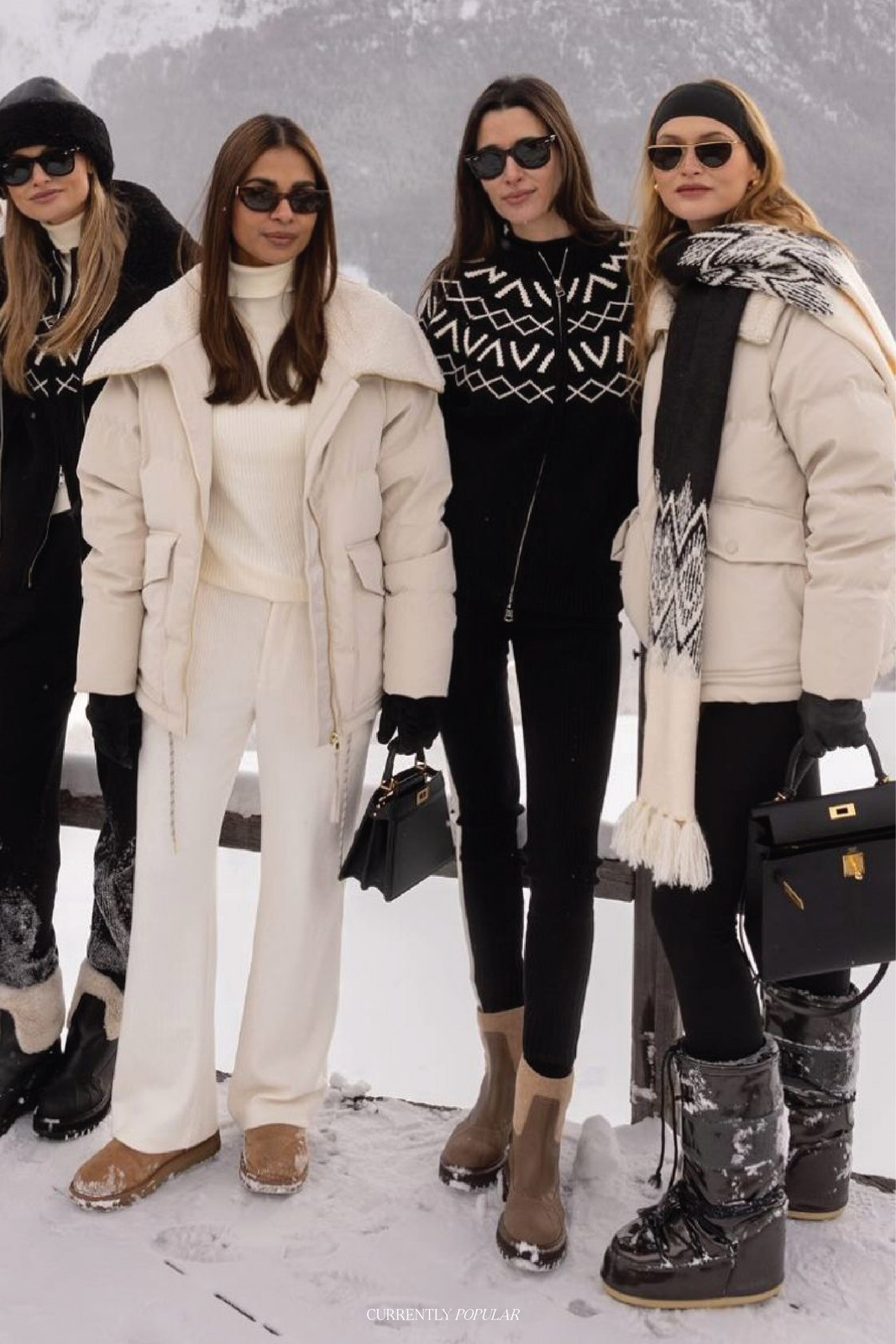 Oversized Puffers and Knitwear in a Snowy Landscape Oversized Puffers and Knitwear in a Snowy Landscape — Apres Ski Outfits 2027