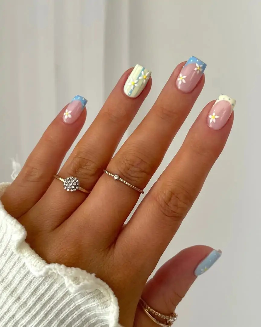 Daisy French Tips with a Twist Daisy French Tips with a Twist — Spring Floral Nails 2027