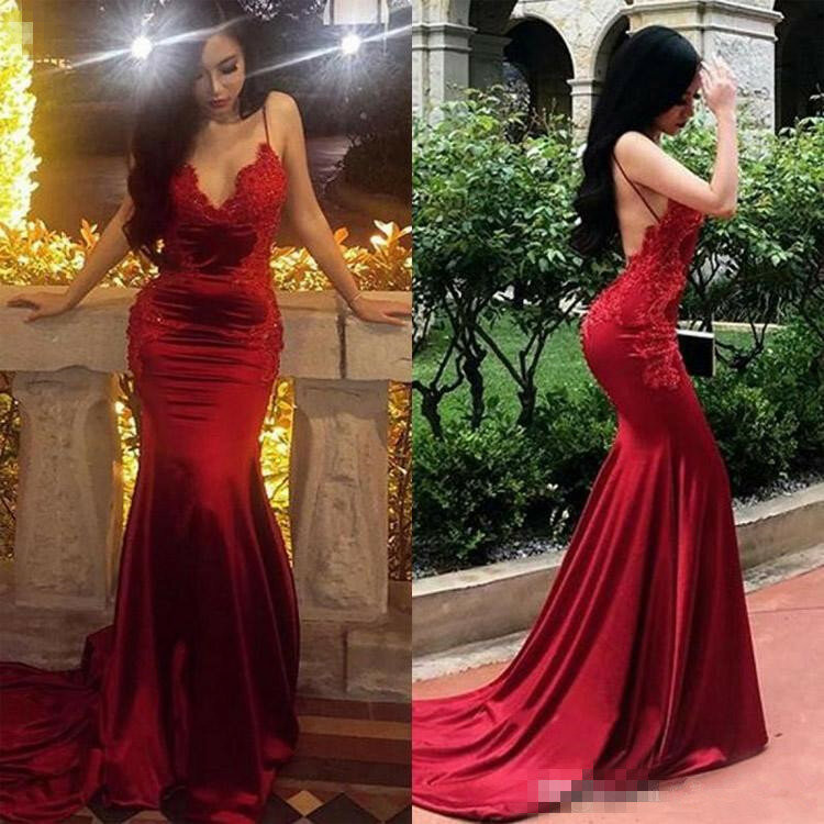 Vibrant Red Satin Mermaid Dress with Lace and Dramatic Train Vibrant Red Satin Mermaid Dress with Lace and Dramatic Train — Red Prom Dresses 2027
