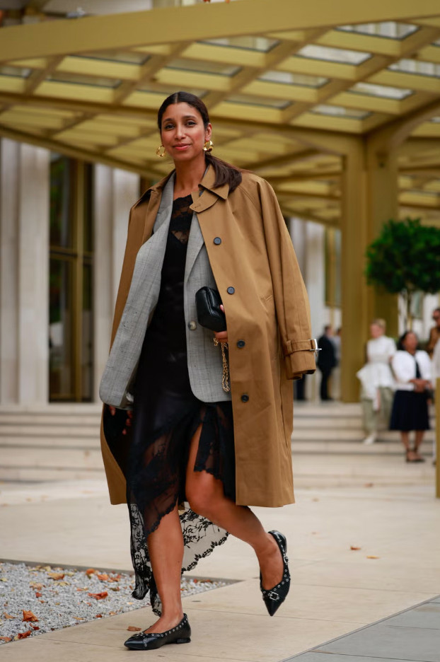 Trench Coat, Blazer, and Lace Slip Dress Trench Coat, Blazer, and Lace Slip Dress — Balletcore Outfits 2027