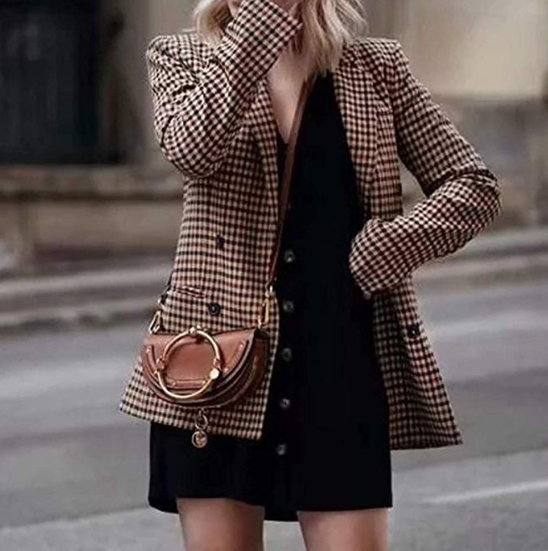 Effortless Day-to-Night: Plaid Blazer Over a Black Dress Effortless Day-to-Night: Plaid Blazer Over a Black Dress — Plaid Outfits 2027