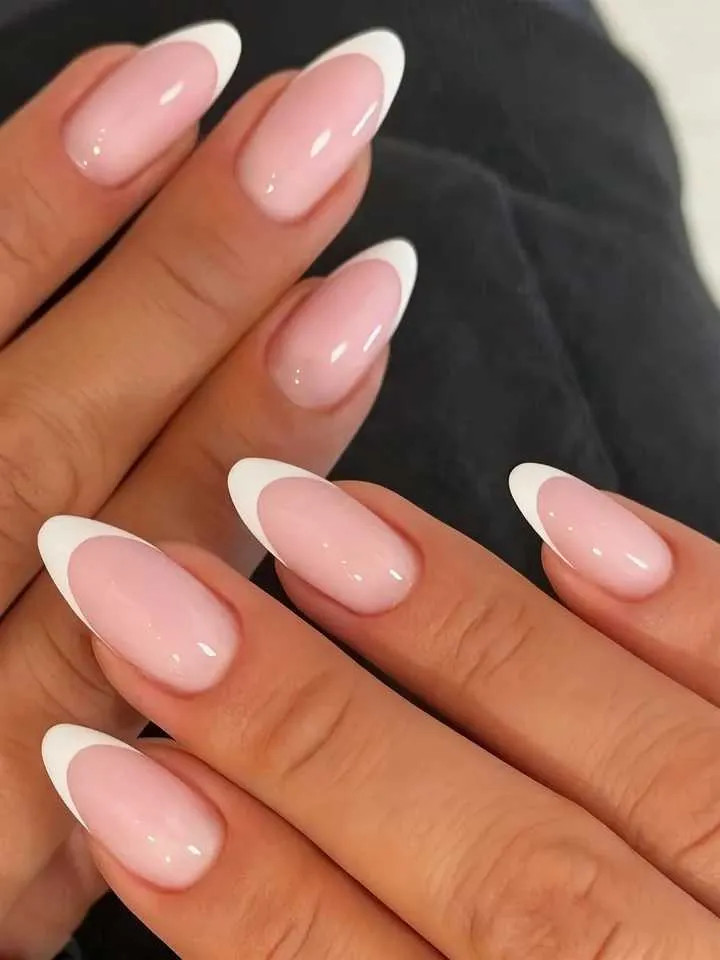 Classic Sheer Pink French Almonds Classic Sheer Pink French Almonds — Almond Press On Nails 2027