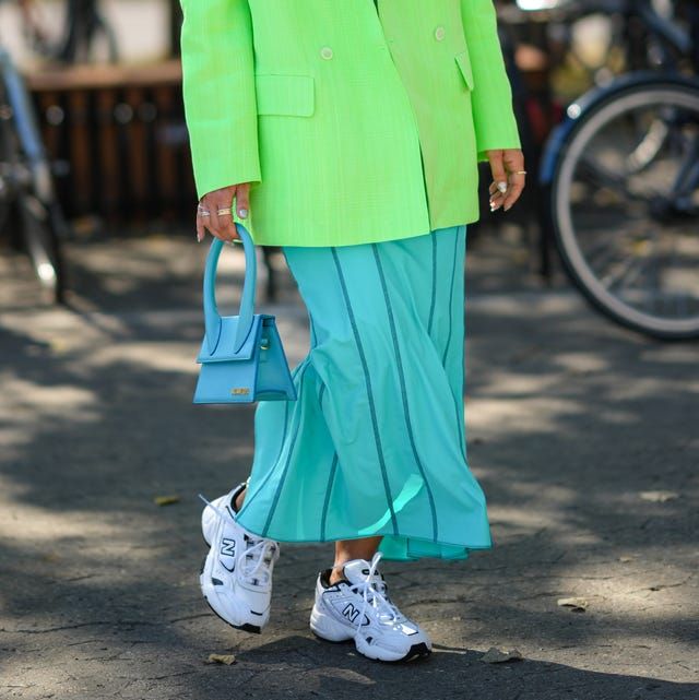 Bold Neon Blazer with Turquoise Skirt Bold Neon Blazer with Turquoise Skirt — New Balance Outfits 2027
