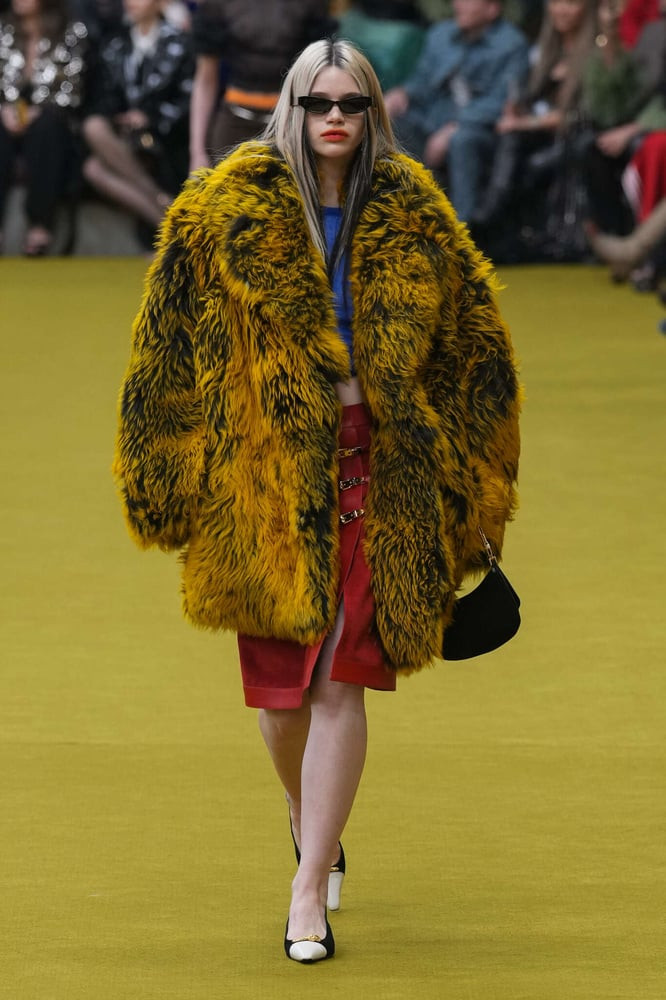 Vibrant Statement: Yellow and Black Fur Coat Vibrant Statement: Yellow and Black Fur Coat — Mob Wife Outfits 2027