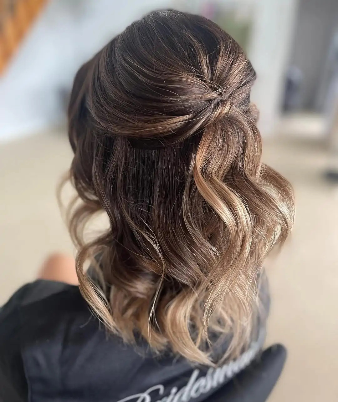 Dark Brown Base With Blonde Balayage Visual Idea Dark Brown Base With Blonde Balayage Visual Idea — Half Up Half Down Wedding Hair 2027