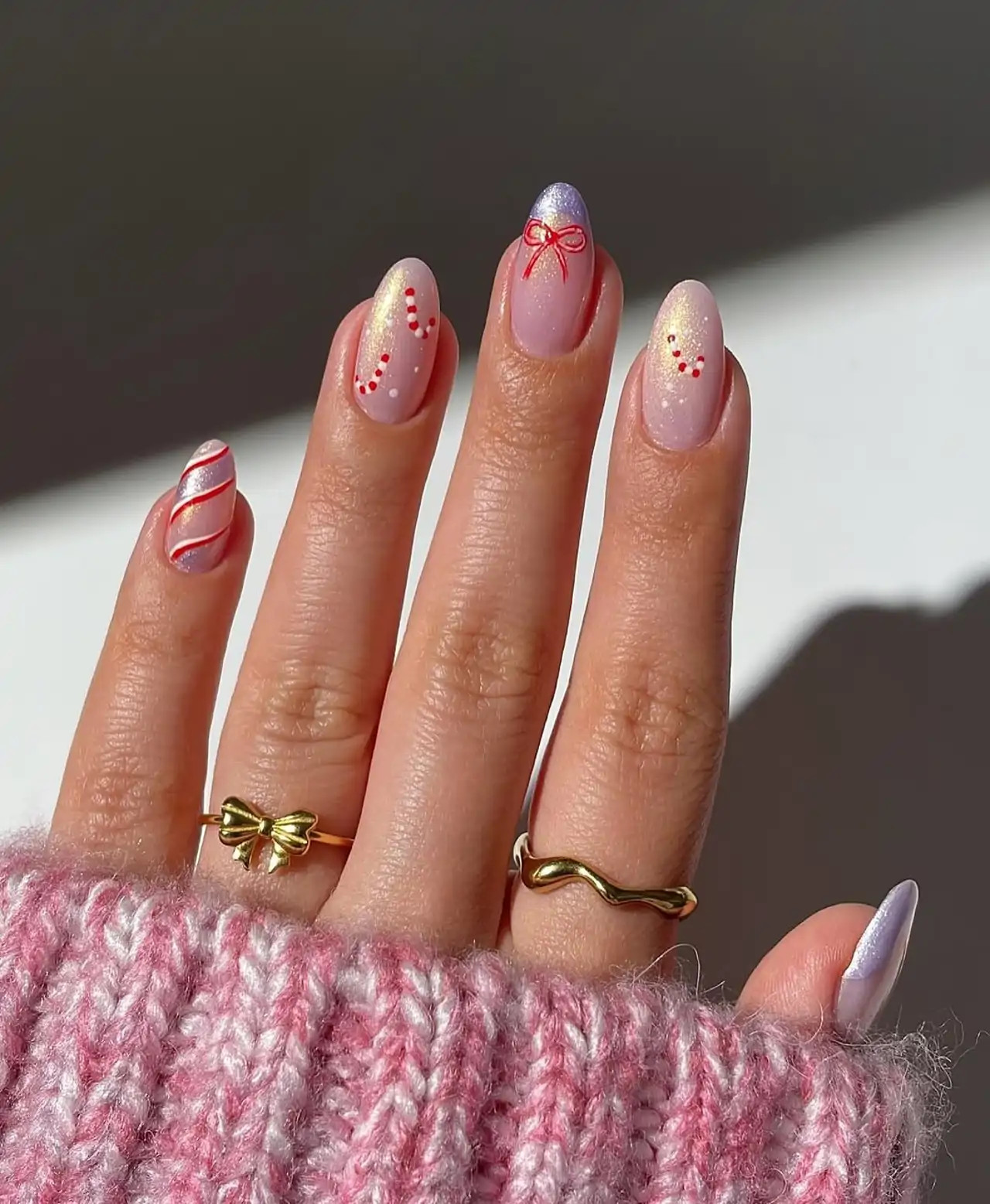 Medium Almond Subtle Christmas Pastels Medium Almond Subtle Christmas Pastels — Christmas Nails 2026