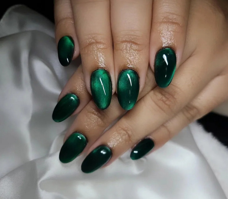 Glossy Magnetic Cat-Eye Visual Idea Glossy Magnetic Cat-Eye Visual Idea — Short Winter Nails 2027