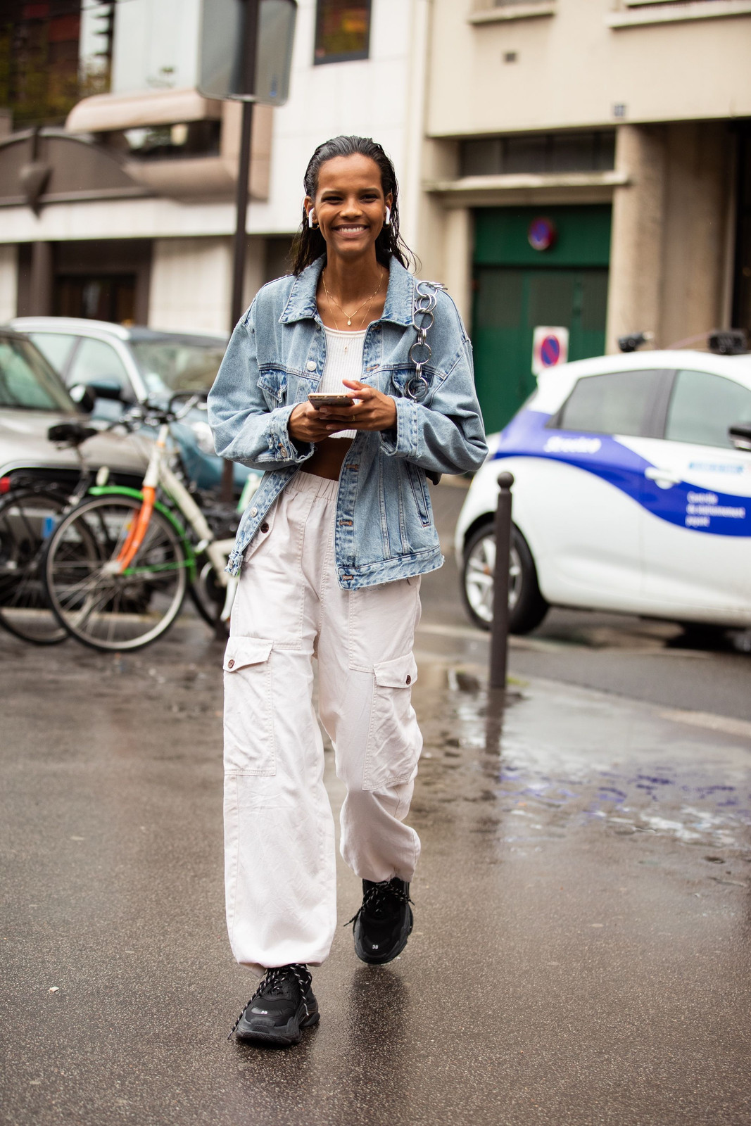 Off-White Relaxed Cargos with Denim Jacket Off-White Relaxed Cargos with Denim Jacket — Cargo Pants 2027