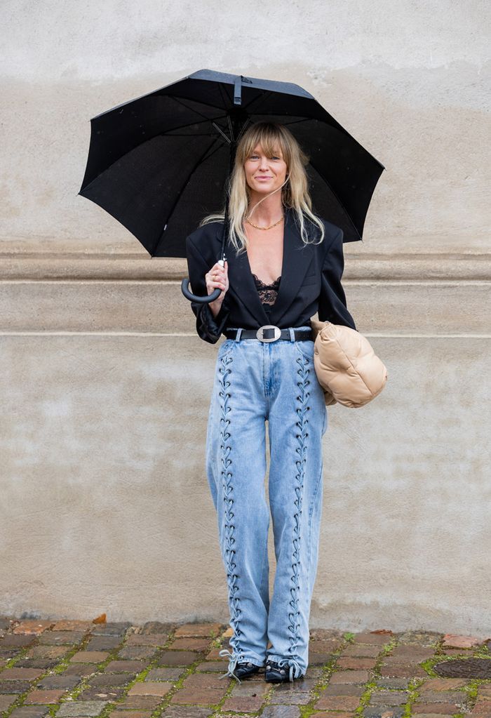 Lace-Up Jeans and Oversized Blazer: Edgy Rainy Day Style Lace-Up Jeans and Oversized Blazer: Edgy Rainy Day Style — Rainy Day Outfits 2027