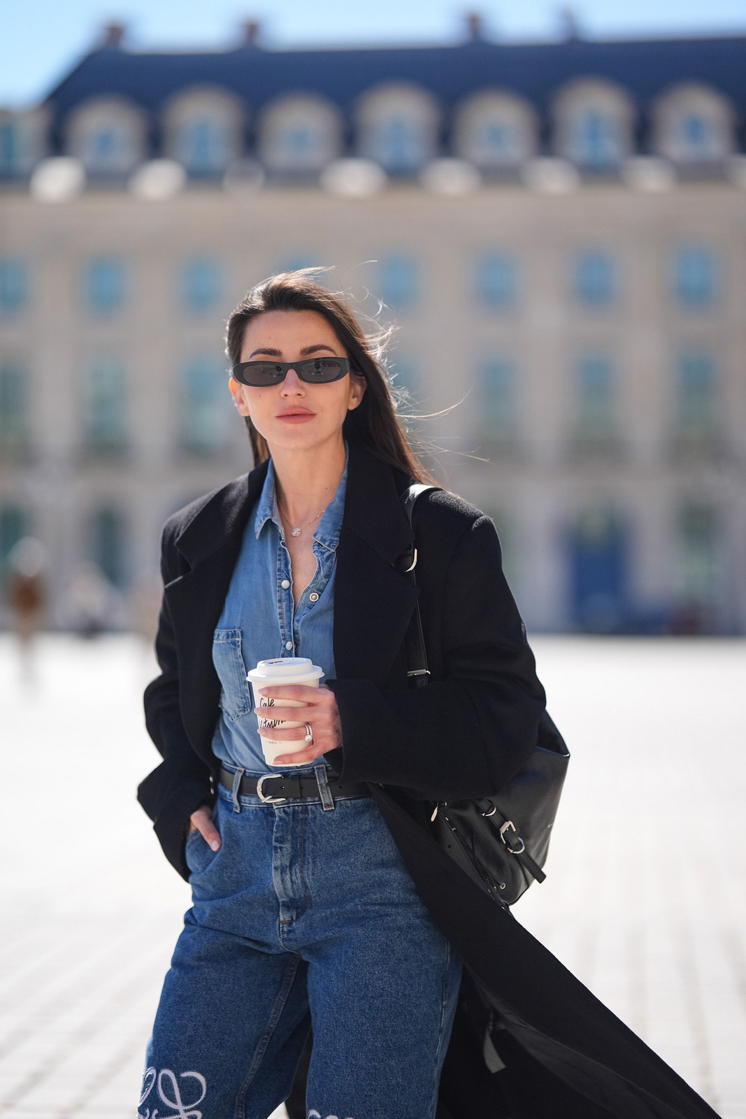 Denim Shirt as a Base Layer Under a Black Coat Denim Shirt as a Base Layer Under a Black Coat — Denim Shirt Outfits 2027
