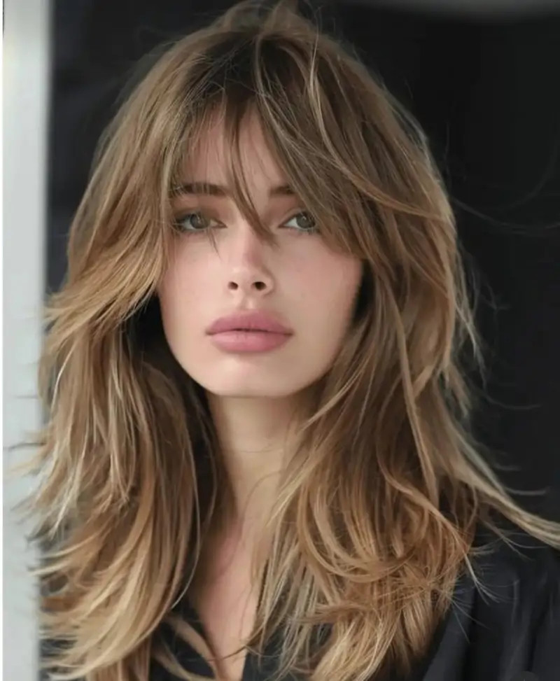 Honey Blonde Collarbone Lob With Wispy Bangs Honey Blonde Collarbone Lob With Wispy Bangs — Wispy Bangs 2027