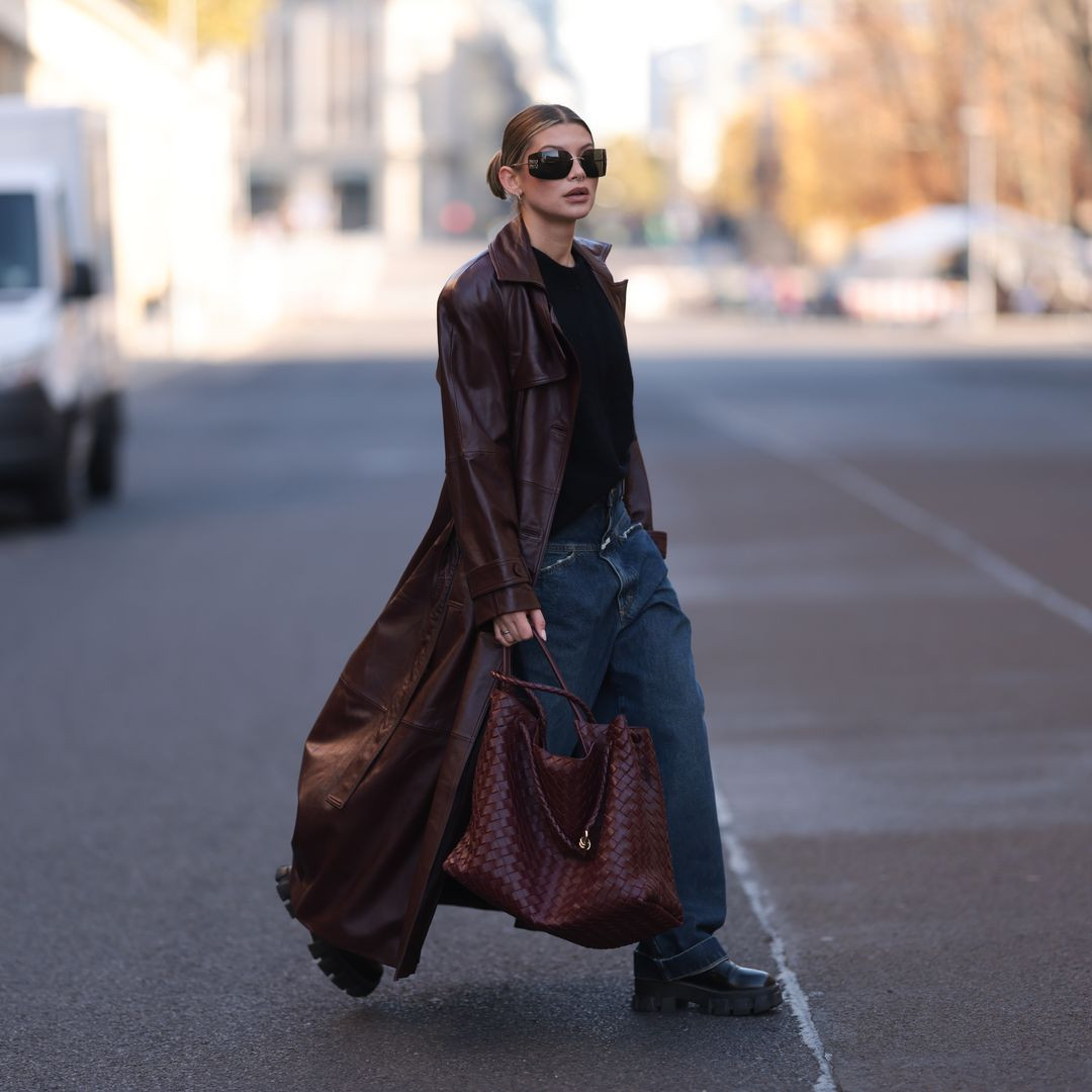Leather Trench Coat with Wide-Leg Jeans and Combat Boots Leather Trench Coat with Wide-Leg Jeans and Combat Boots — Combat Boots Outfits 2027