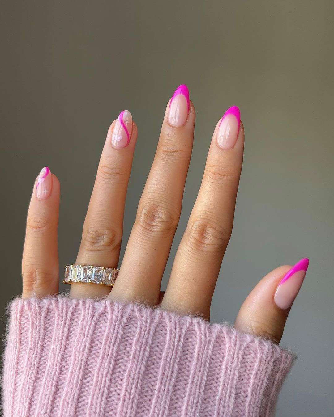 Pink Abstract Wavy Tip Nude Nails — Nails 2027 for Teens