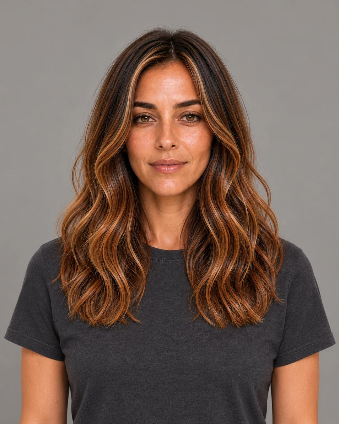 Dark Brown With Ginger Honey Balayage Dark Brown With Ginger Honey Balayage — Balayage 2027