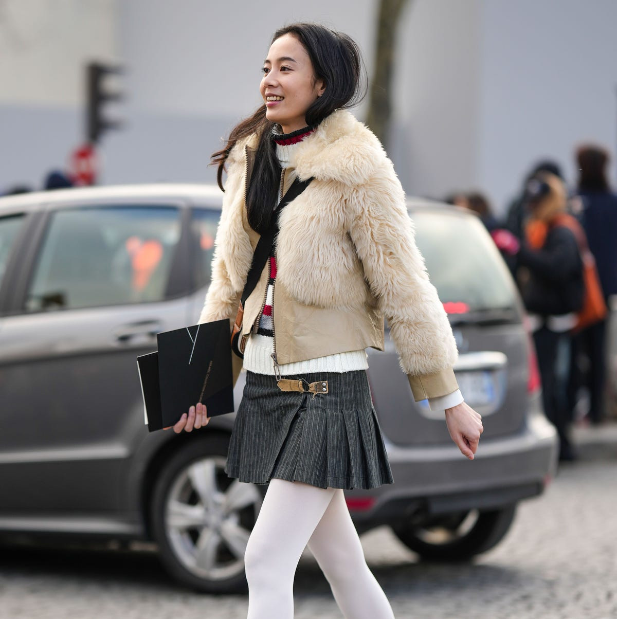 White Tights Outfit Idea — Mini Skirts 2027
