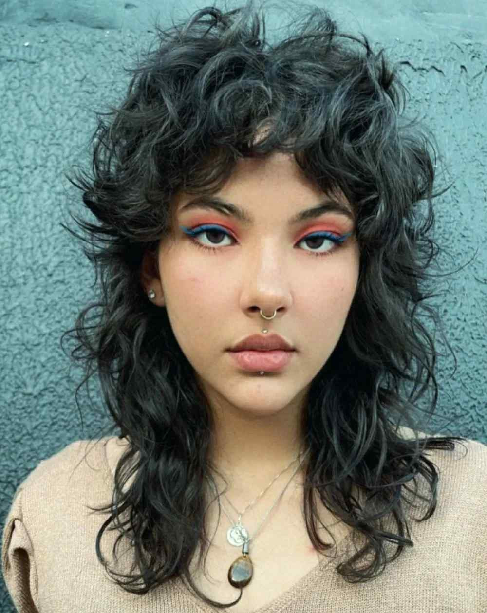 Dark Brown With Subtle Highlights Mid-Back Dark Brown Curly Wolf Cut Dark Brown With Subtle Highlights Mid-Back Dark Brown Curly Wolf Cut — Curly Wolf Cut 2027