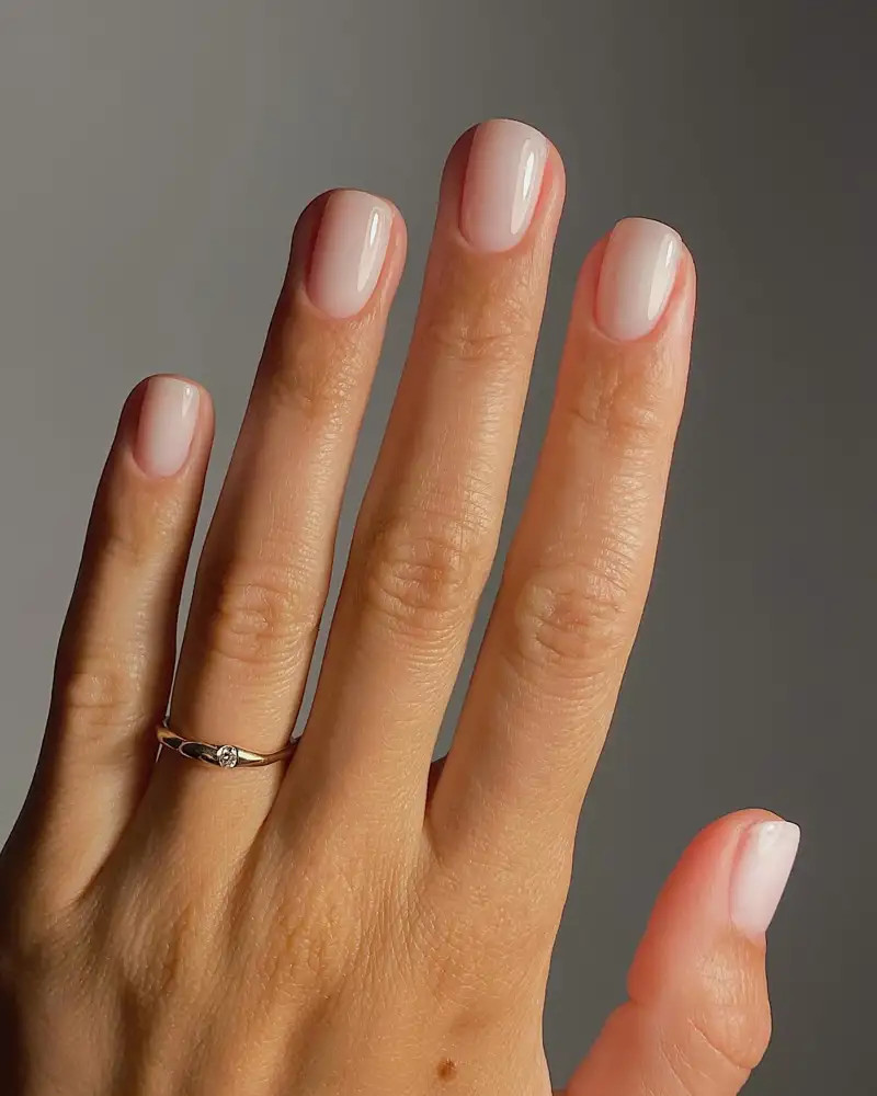 Milky Pale Pink Short Square Nails — Minimalist Nails 2027