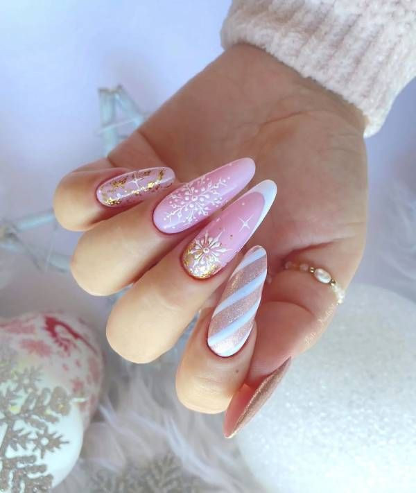 Pale Pink Winter Mix-Art Nails Pale Pink Winter Mix-Art Nails — Winter Pink Nails 2027