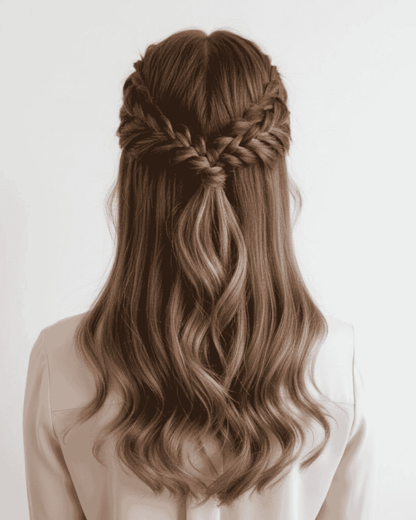 Brown Half Up With Braided Crown Brown Half Up With Braided Crown — Christmas Braids 2026