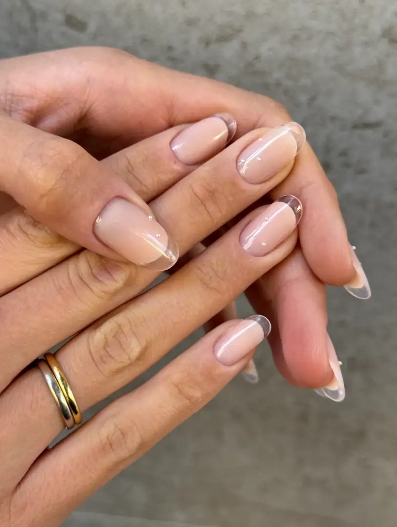 Clear Tips with Pearl Accents Clear Tips with Pearl Accents — Nude Nails 2027