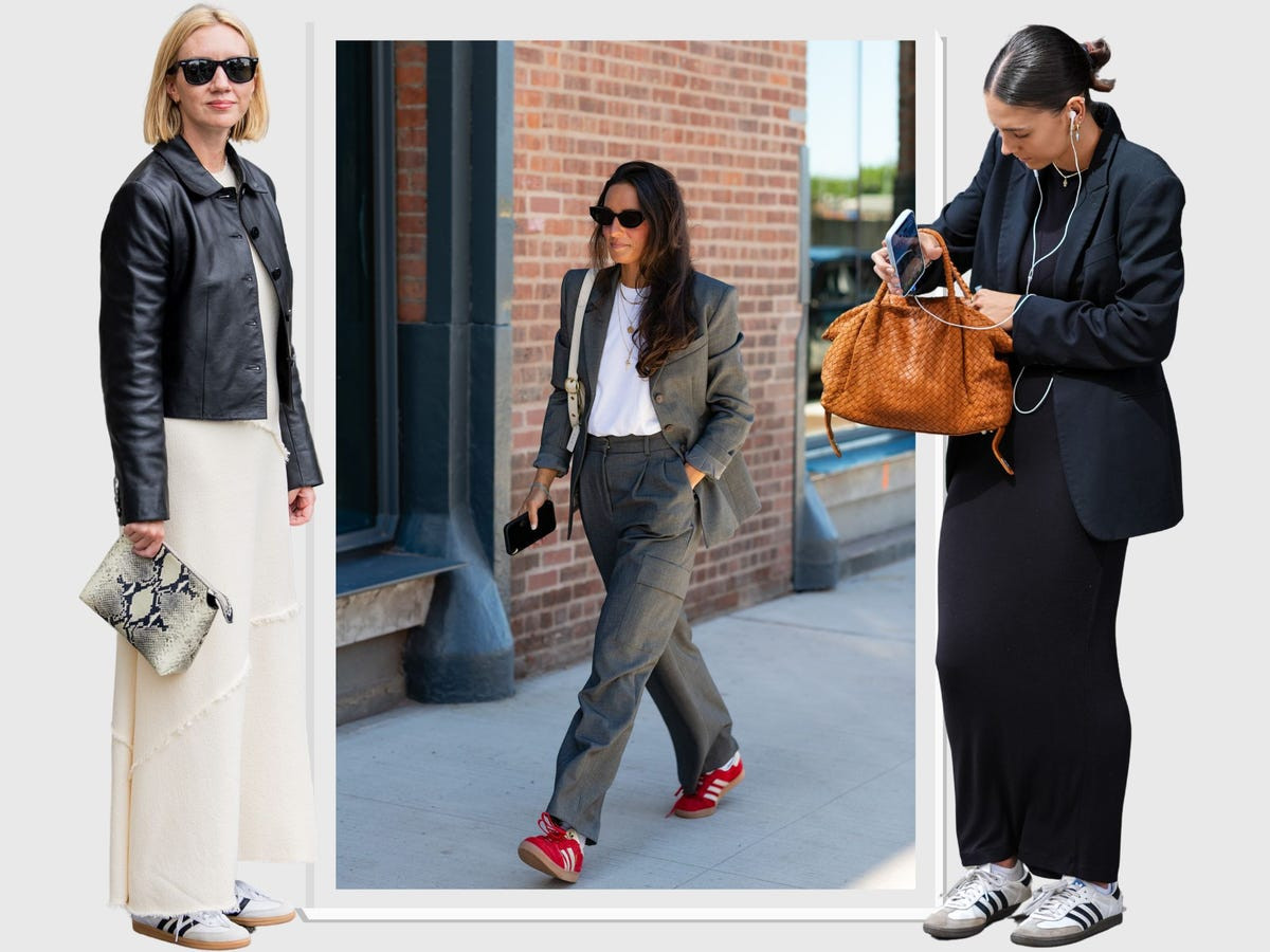 Grey Suit with Red Sneakers for a Pop of Color Grey Suit with Red Sneakers for a Pop of Color — Spring Outfits 2027 with Sneakers