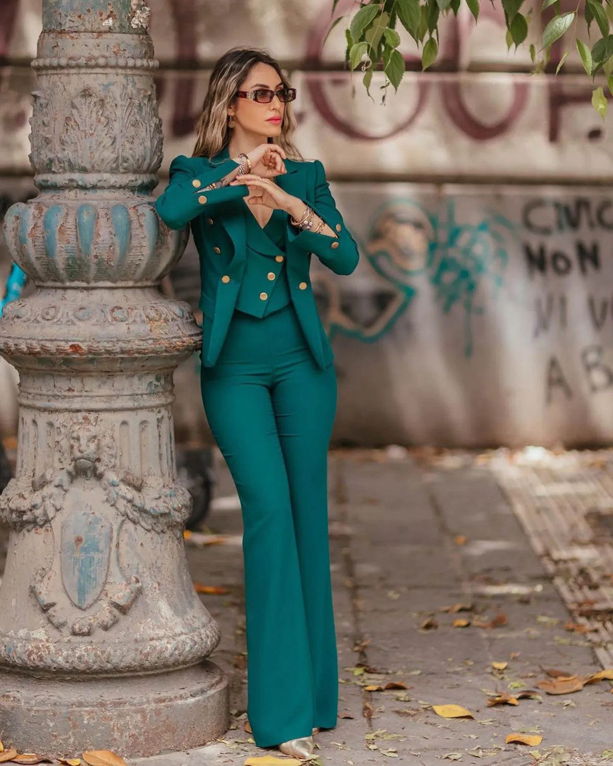 Striking Teal Three-Piece Suit with Gold Accents Striking Teal Three-Piece Suit with Gold Accents — Business Formal Outfits 2027