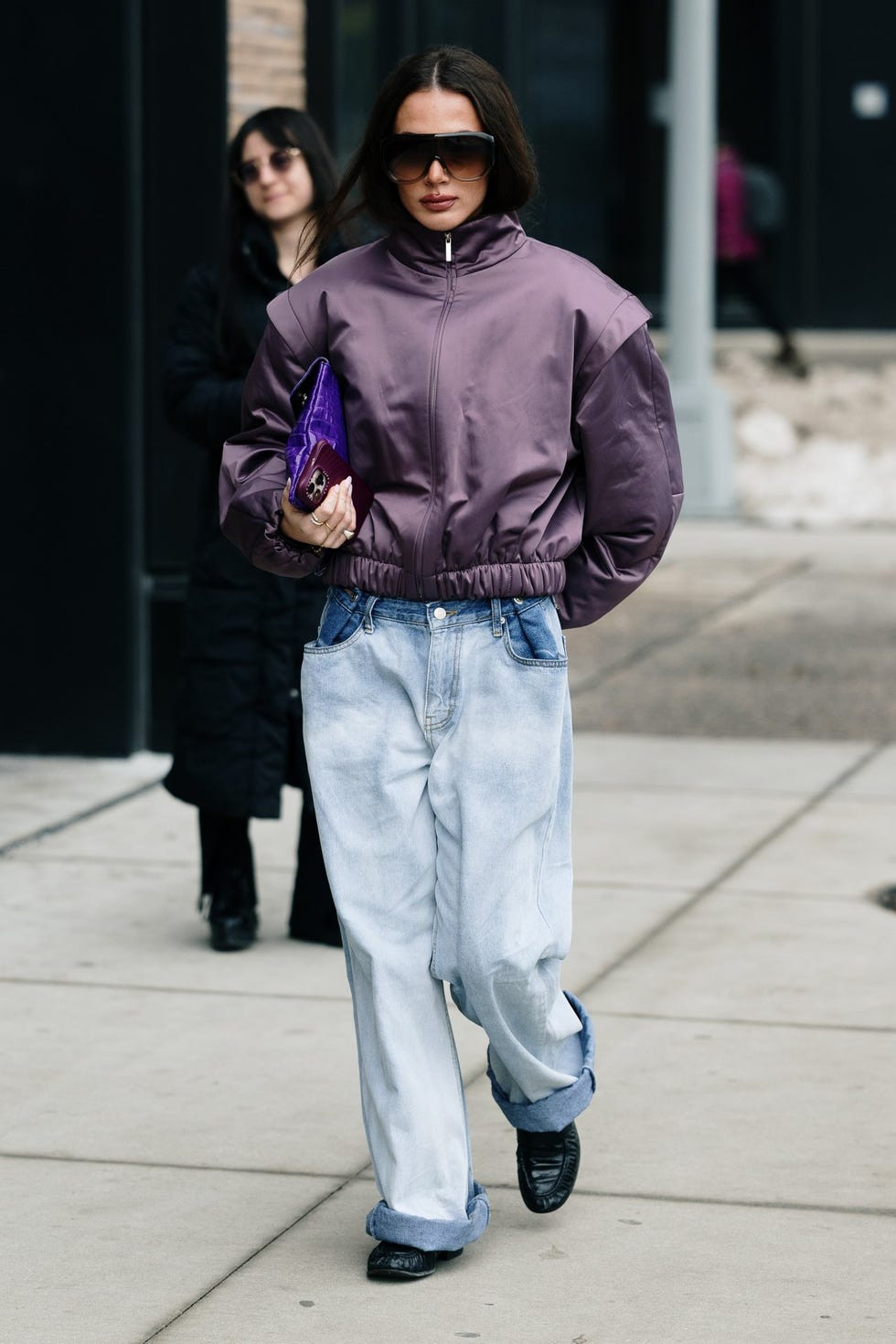 Trendy Pop: Bomber Jacket, Wide-Leg Jeans, and Chunky Loafers — Chunky Loafers Outfits 2027