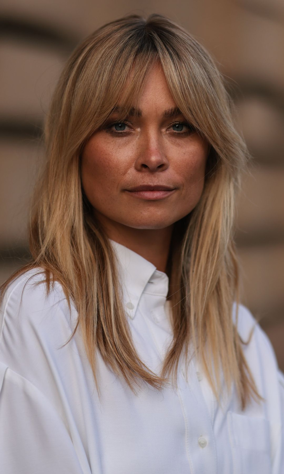 Ash Blonde With Subtle Highlights Fine Ash Blonde Blowout With Curtain Bangs — Blonde Bangs 2027