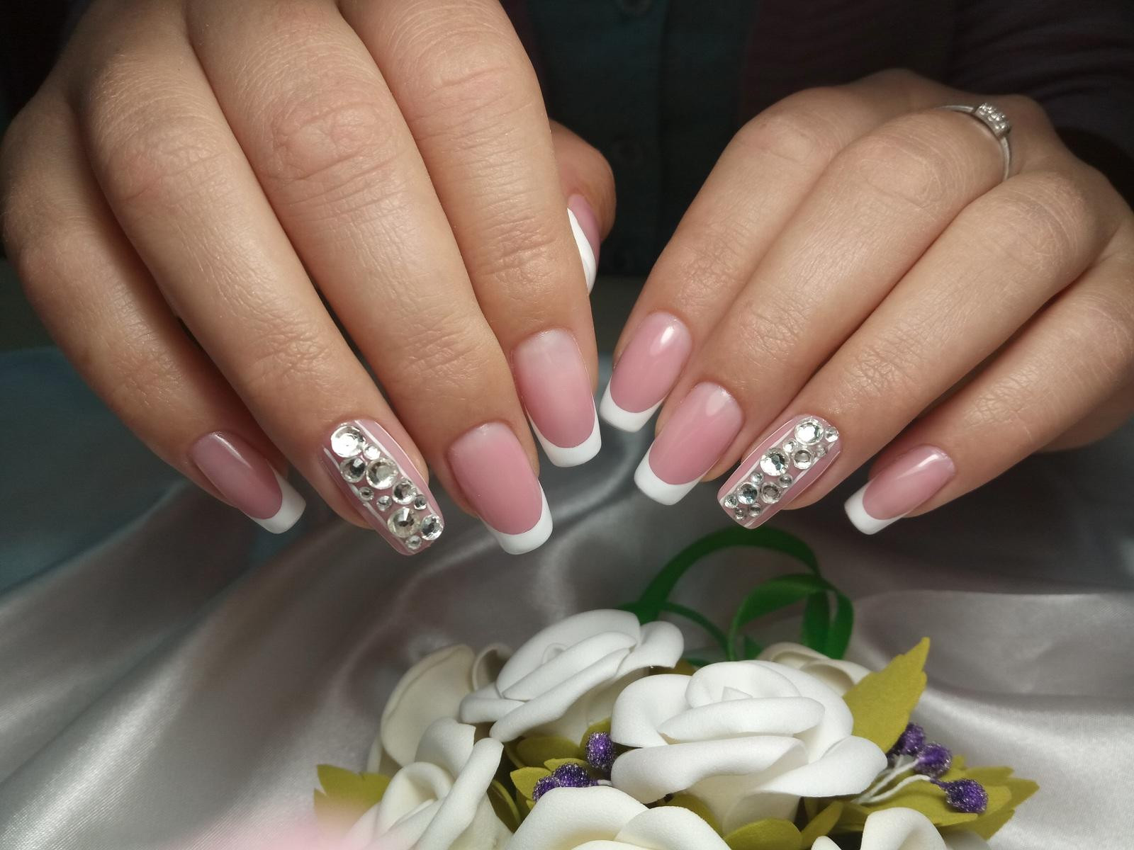 Both Hands Close-Up Visual Idea — Wedding French Tip Nails 2027