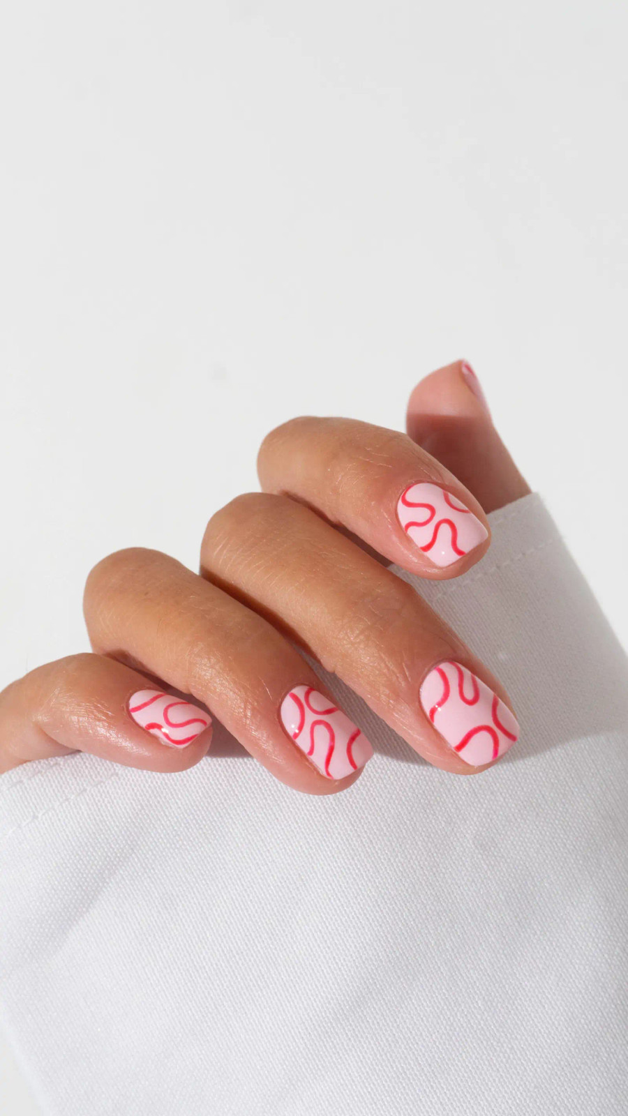 Light Pink with Red Swirl Accents Light Pink with Red Swirl Accents — Pink Summer Nails 2027