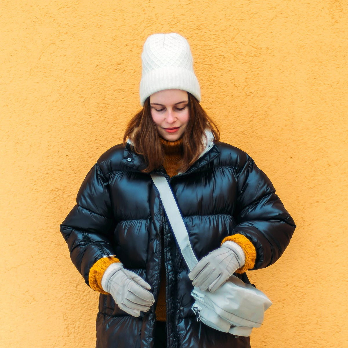 Nylon Puffer Knit Wool Outfit Idea — Winter Everyday Outfits 2027