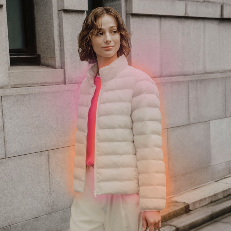 Cream Cropped Puffer with Bright Pink Sweater — Winter Outfits 2027 with Puffer