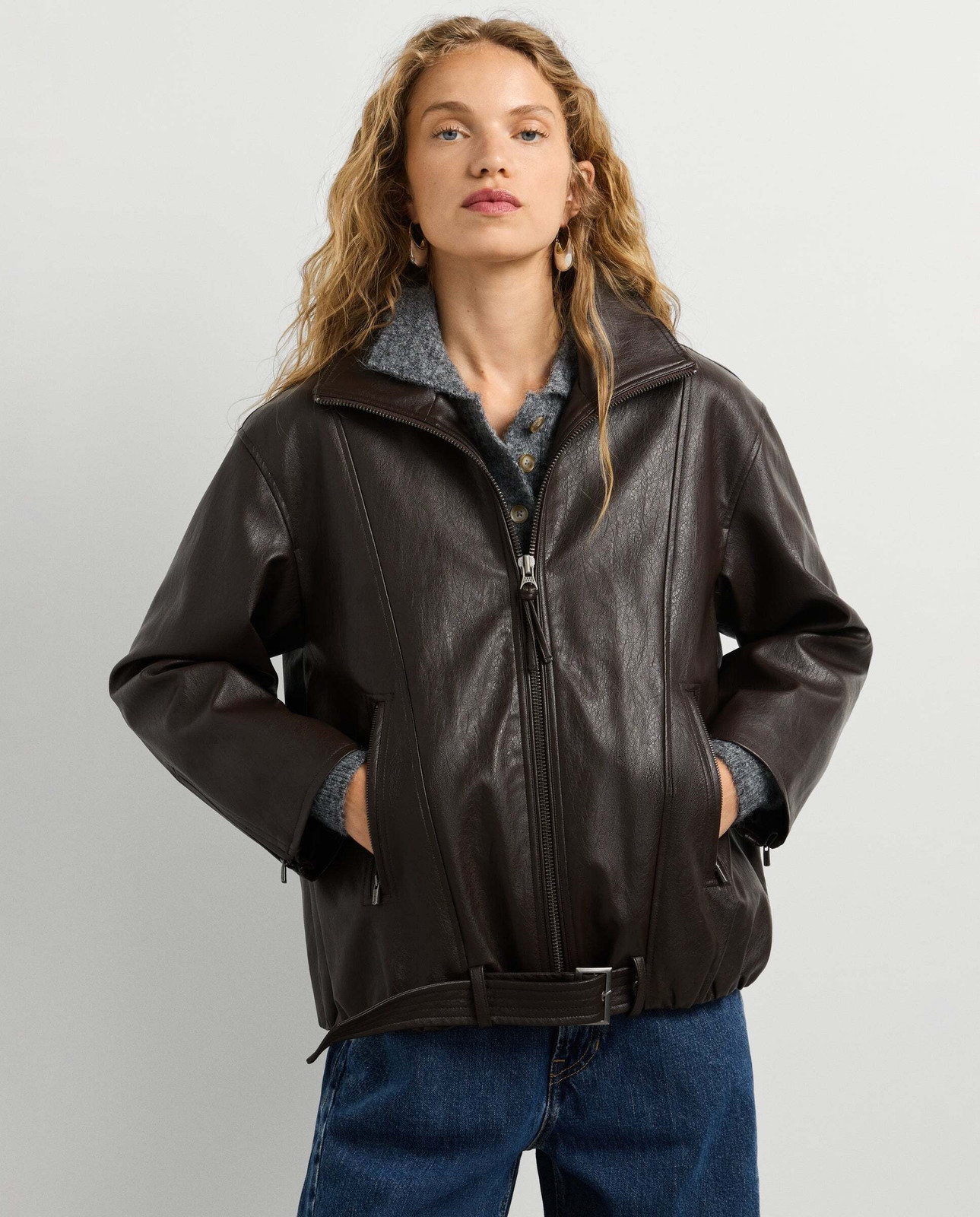 Belted Faux Leather Jacket: Edgy Urban Layering Belted Faux Leather Jacket: Edgy Urban Layering — Urban Outfitters Outfits 2027